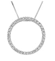 14k White Gold Diamond Circle Pendant (1/4 cttw, I Color, I1 Clarity)