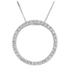 14k White Gold Diamond Circle Pendant