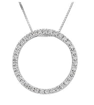14k White Gold Diamond Circle Pendant (1/4 cttw, I Color, I1 Clarity)
