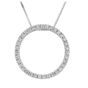 14k White Gold Diamond Circle Pendant (1/4 cttw, I Color, I1 Clarity)
