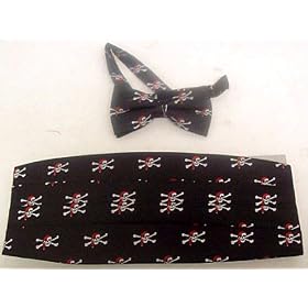 Jolly Roger Bow Tie and Cummerbund Formal Pirate Skull