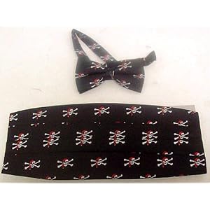 Jolly Roger Bow Tie and Cummerbund Formal Pirate Skull
