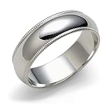 14k White Gold 6mm Milgrain Half Round Band