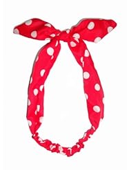 Beauty: Tied Bow Polka Dot Headwrap Headband Red - E-Phoenix