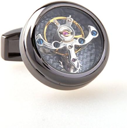 Globalmate Mens Movement Tourbillon Watch Balance Wheel Movement Business Titanium Steel Cufflinks