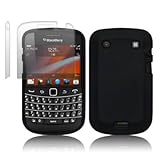 BLACKBERRY BOLD 9930 SILICONE SKIN CASE - BLACK, WITH 2 SCREEN PROTECTORS