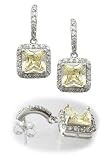 Sterling Silver CZ Earrings - Sterling Silver Simulated Yellow Diamond CZ Dangle Earrings