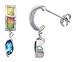 Sterling Silver, Synthetic Pink Opal Stud Earrings with Marquis Shape Blue CZ, 7/8 (23 mm) long