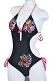 Black Triangle Top & Tie Side Bottom Sequins Monokini Bathing Suit