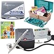 Airbrush Cake Decorating System Precision Dual-Action Gravity Feed Airbrush Set with Mini Air Compressor Plus 4 Americolor AmeriMist Airbrush Food Colors and 50 Piece Tool and Caddy Cake Decorating Kit, and Wilton 2011 Yearbook