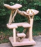 Kittys Chair Rustic 4 Level Kitty Gym : Color GREEN : Leg Covering SISAL ROPE ON TWO LEGS : Size 2 CRADLES, 2 FLAT PLATFORMS