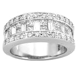 1.87Ct. 14K. White Gold Invisible & Pave Diamond Anniversary Ring