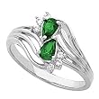 14K White Gold Tsavorite and Diamond Ring