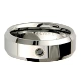 8mm 1 one Stone Black Diamond Bezel Men's Tungsten Carbide COMFORT-FIT Wedding Band Ring (Size 8 to 12)