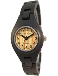 Tense Ladies Solid Dark Sandalwood Round Bracelet Wood Watch Hypo-Allergenic L7509D