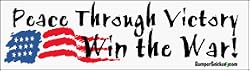 Peace Through Victory. Win the War - patriotic stickers (Small 5 x 1.4 in.)