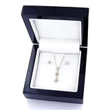 10K 0.50ctw. Three-Stone Diamond Pendant w/Chain and Matching Stud Earrings