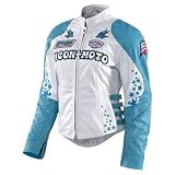 New Genuine Icon Womens Bombshell GoGo Leather Motorcycle Jacket / Blue XSmall / sleeve length 29 / bust size 33 / Pt # 2813-0327