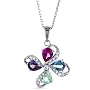 Designer Sterling Silver Multi-Gemstone Pendant with 18" Chain