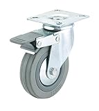 Steelex D2598 3-Inch 150-Pound Swivel Double Lock Rubber Plate Caster, Gray