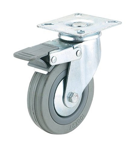 Steelex D2598 3-Inch 150-Pound Swivel Double Lock Rubber Plate Caster, Gray