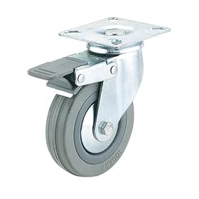 Steelex D2598 3-Inch 150-Pound Swivel Double Lock Rubber Plate Caster, Gray
