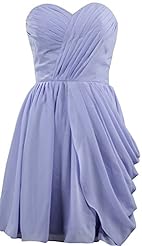 Chiffon Cocktail Asymmetric Pleated Wedding Party Dress 