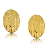Electroplated Gold Mens Oval Cuff Links Textured Design