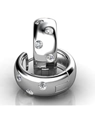 Palladium Contemporary Diamond Hoop Earrings containing Ten Scattered Round Brilliant Cut Diamonds Total. 1/5 CTW