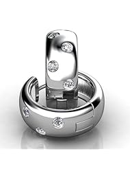 Platinum Contemporary Diamond Hoop Earrings containing Ten Scattered Round Brilliant Cut Diamonds Total. 1/5 CTW