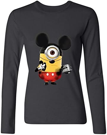 Minions Disney Mickey Despicable Me Women Long Sleeve T Shirt Black XL