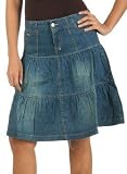 Classic Woman Three Tier Distressed Denim Skirt