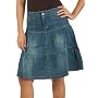 Classic Woman Three Tier Distressed Denim Skirt
