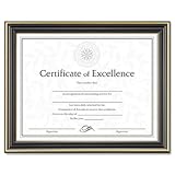 DAX Gold-Trimmed Document Frame With Ready-To-Use Certificate Wood 8-1/2 X  ....