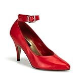 4 Inch Sexy Wide Width Pump Shoes High Heel Shoes With Ankle Strap Red Patent