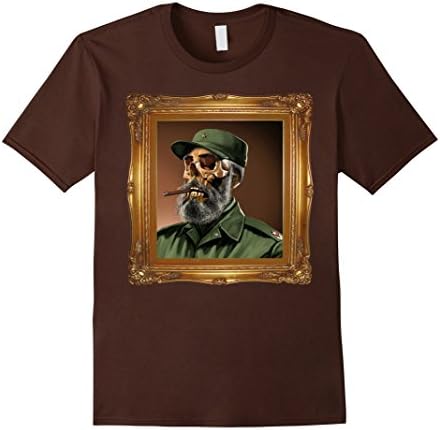 Men's Fidel Castro Skull T-Shirt  Medium Brown