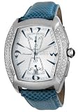 Men's Tapered Diamond Chronograph Teal Blue Leather