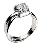Emporio Armani Ladies Sterling Silver Ring With Logo Detail. Size P