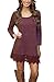 Our Precious Women's Casual Long Sleeve Lace Hem A-Line Shirt Dress Tunic Tops Burgundy M