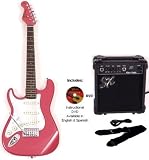Short Scale Pink Electric Guitar Pack SST62MG34BGMY Left +GA1065