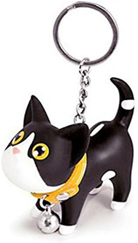 Cute Cat Key Chain Jingle Kitten Toy Keyring Lovers Keychain Creative Little Cats ,Hot Selling Fashion Cute Gift-Black White Cat