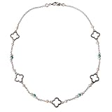 Margaux Sterling Silver Clover and Turquoise Necklace