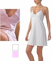 Cotton Lace Sleep Chemise, Pink L