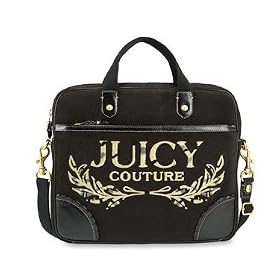 Juicy Couture Terry Heart Tassel Laptop Computer Sleeve Case Bag Black