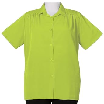 Lime Green s.s. tunic w/shirring Plus Size Woman's Blouse at Amazon Womenâs Clothing store: