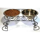 Scroll Work Double Diner Pet Bowls, 3 Qt Stainless Steel