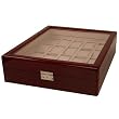 Watch Box for 20 Watches Cherry Finish Single Level Window Extra Clearance Silver Tone Hardware Botton Slide Lock