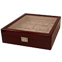 Watch Box for 20 Watches Cherry Finish Single Level Window Extra Clearance Silver Tone Hardware Botton Slide Lock