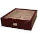 Watch Box for 20 Watches Cherry Finish Single Level Window Extra Clearance Silver Tone Hardware Botton Slide Lock