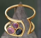 Gold and tourmaline ring, 'Simply Three' 7.5 (US Ring Size)